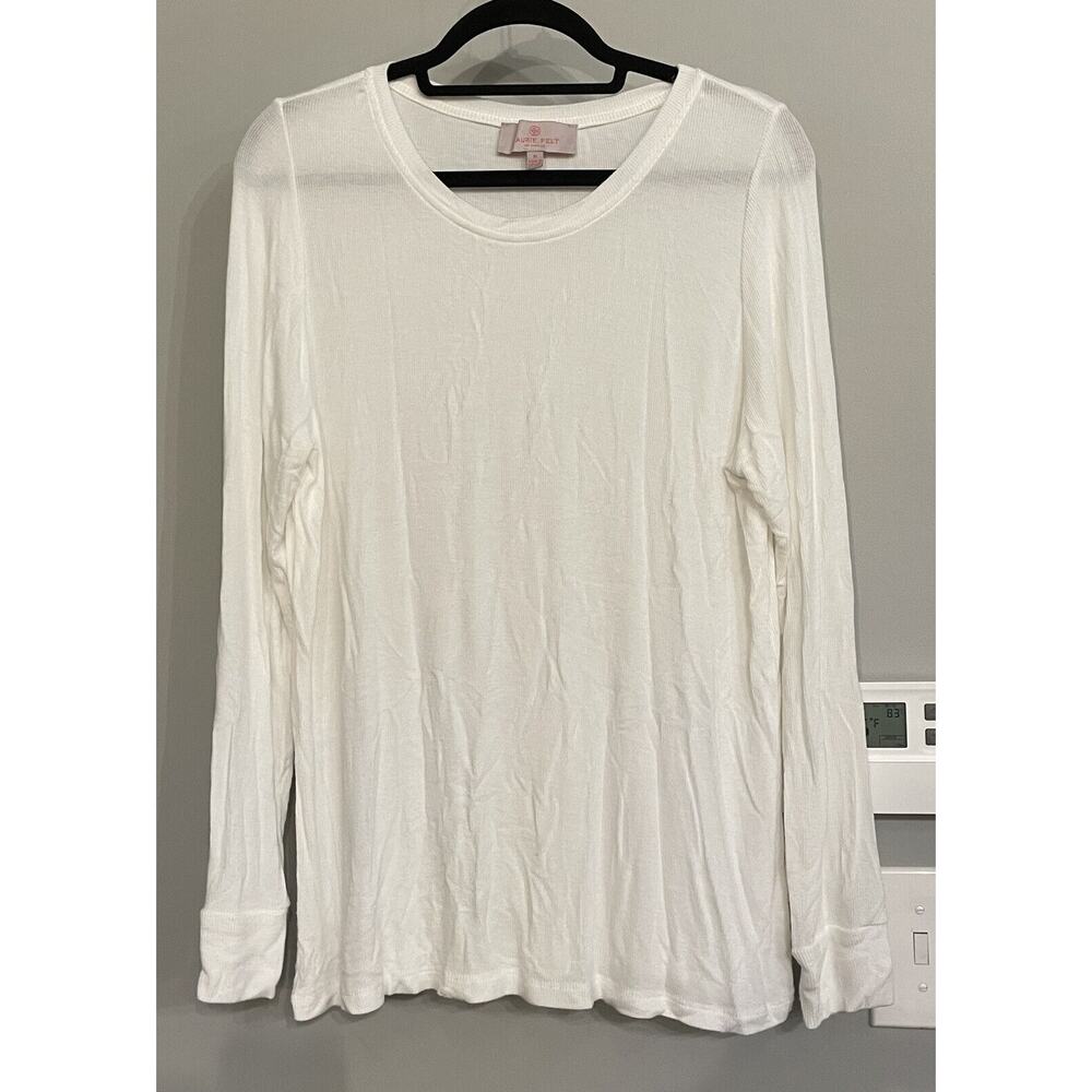 Laurie Felt Top Ribbed Long Sleeve Pullover Shirt Womens M